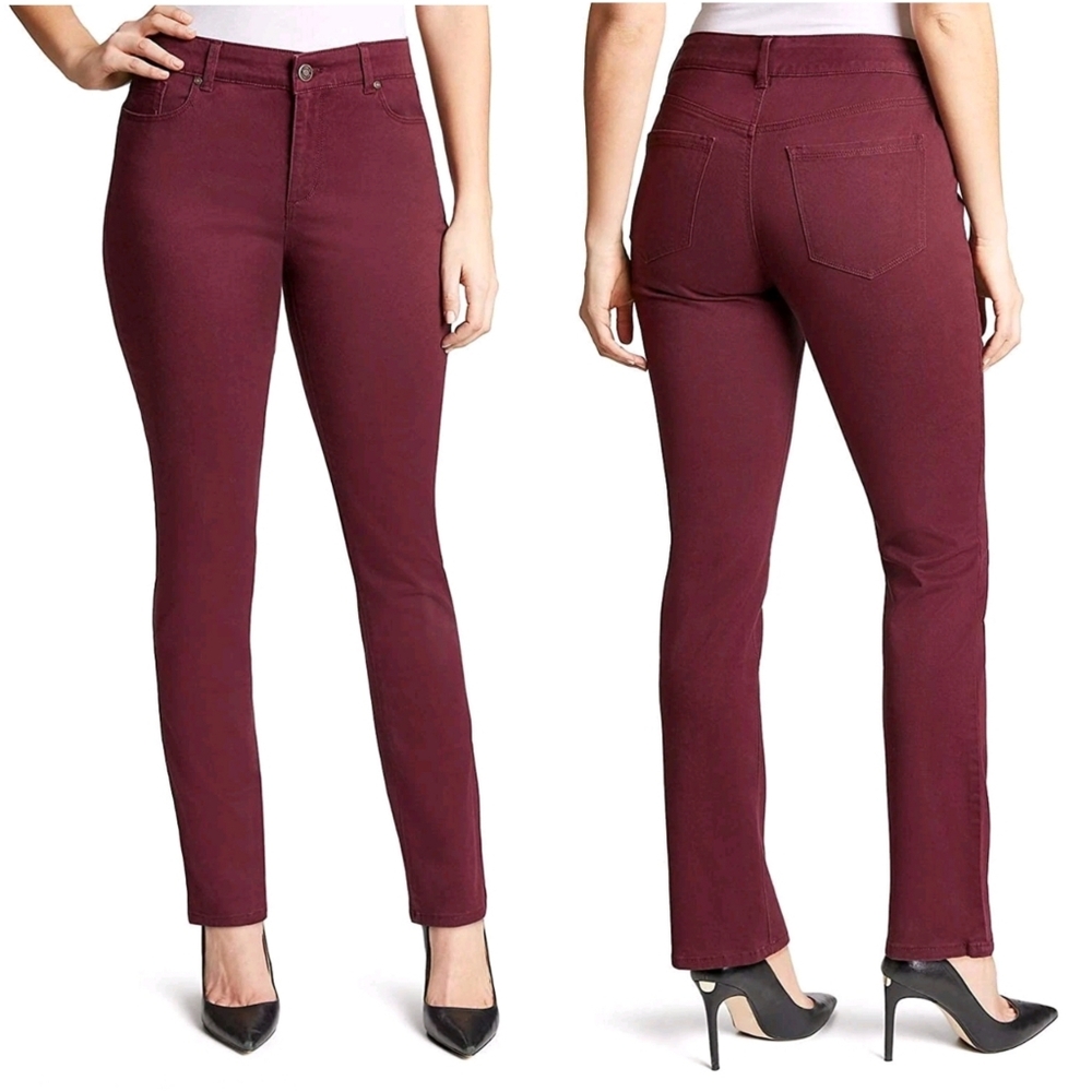 Bandolino AMY Deluxe Super Stretch Straight Leg Burgundy Pants Size 14 NWT